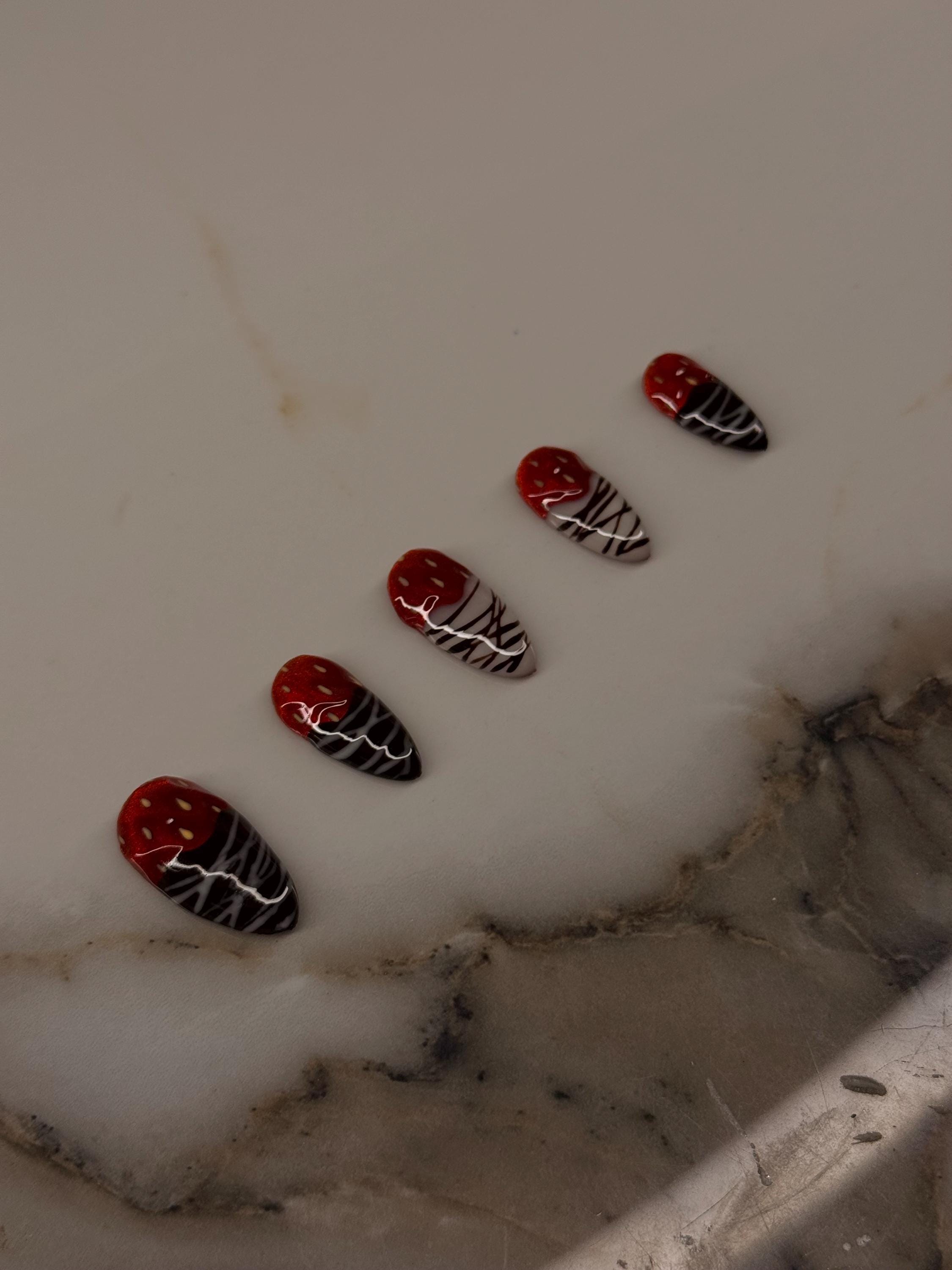 Chocolate Covered Strawberry Nails