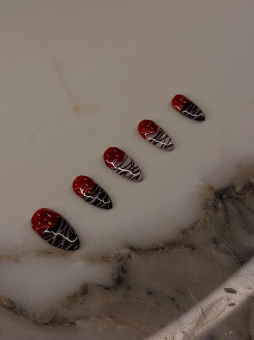 Chocolate Covered Strawberry Nails